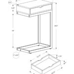 24.5" Brown Drawer Side Table with Black Metal Accents