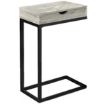 10.25" X 15.75" X 24.5" Grey Drawer Side Table with Black Accents