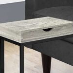 10.25" X 15.75" X 24.5" Grey Drawer Side Table with Black Accents