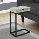 10.25" X 15.75" X 24.5" Grey Drawer Side Table with Black Accents