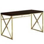 Espresso and Gold Writing Desk with Sled Base Design