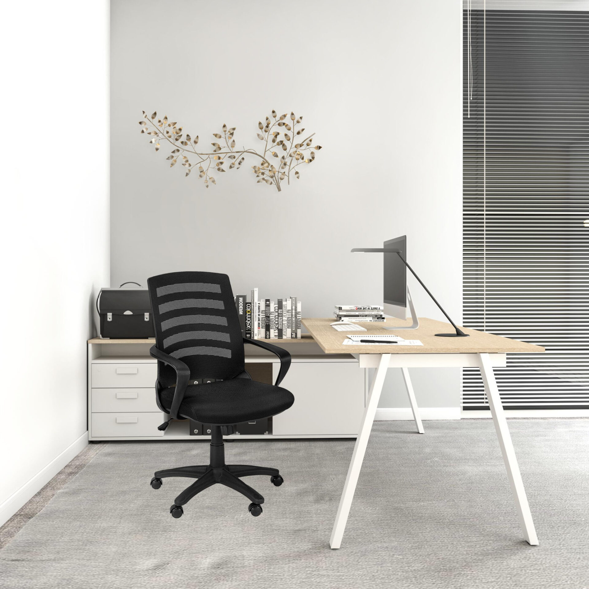 37.75 Inch Black Swivel Adjustable Mesh Back Office Chair 4 37.75 Inch Black Swivel Adjustable Mesh Back Office Chair - Image 4