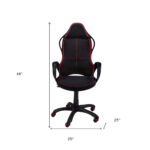 Black Tufted Adjustable Swivel Gaming Chair with Fabric Back