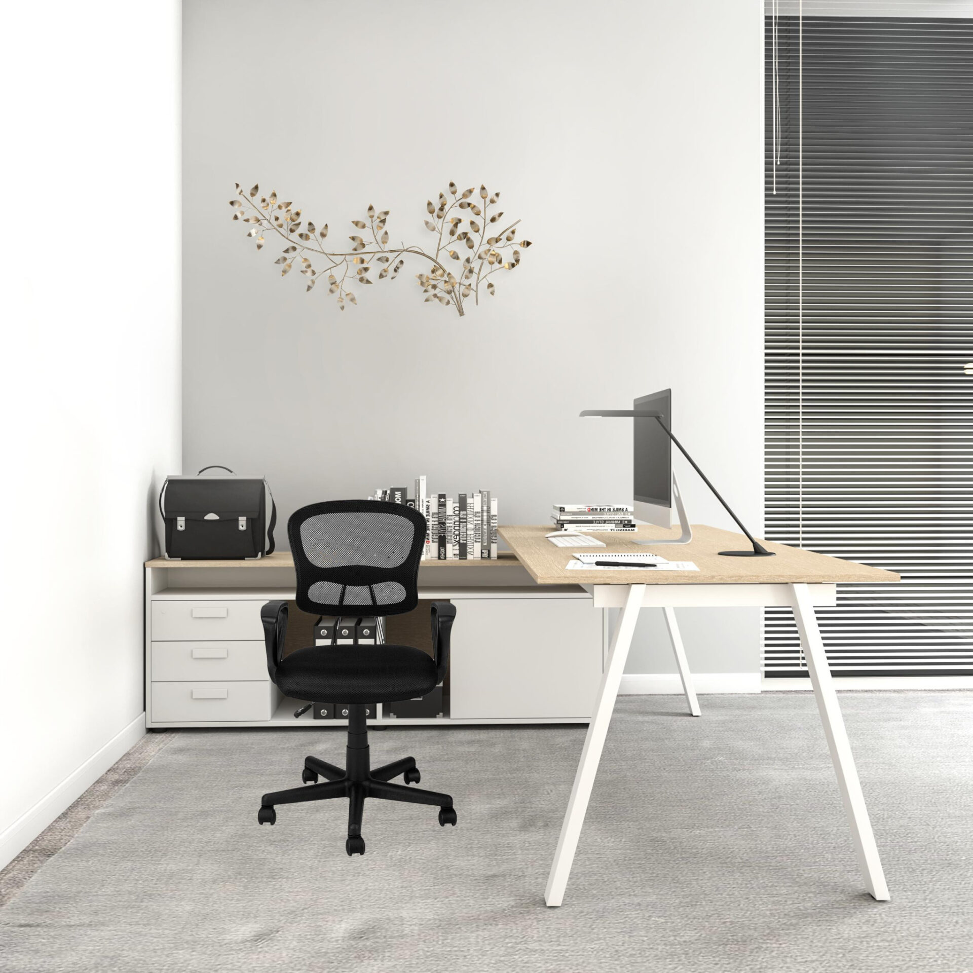 Adjustable Black Mesh Back Swivel Task Chair with Plastic Frame 1 Adjustable Black Mesh Back Swivel Task Chair with Plastic Frame