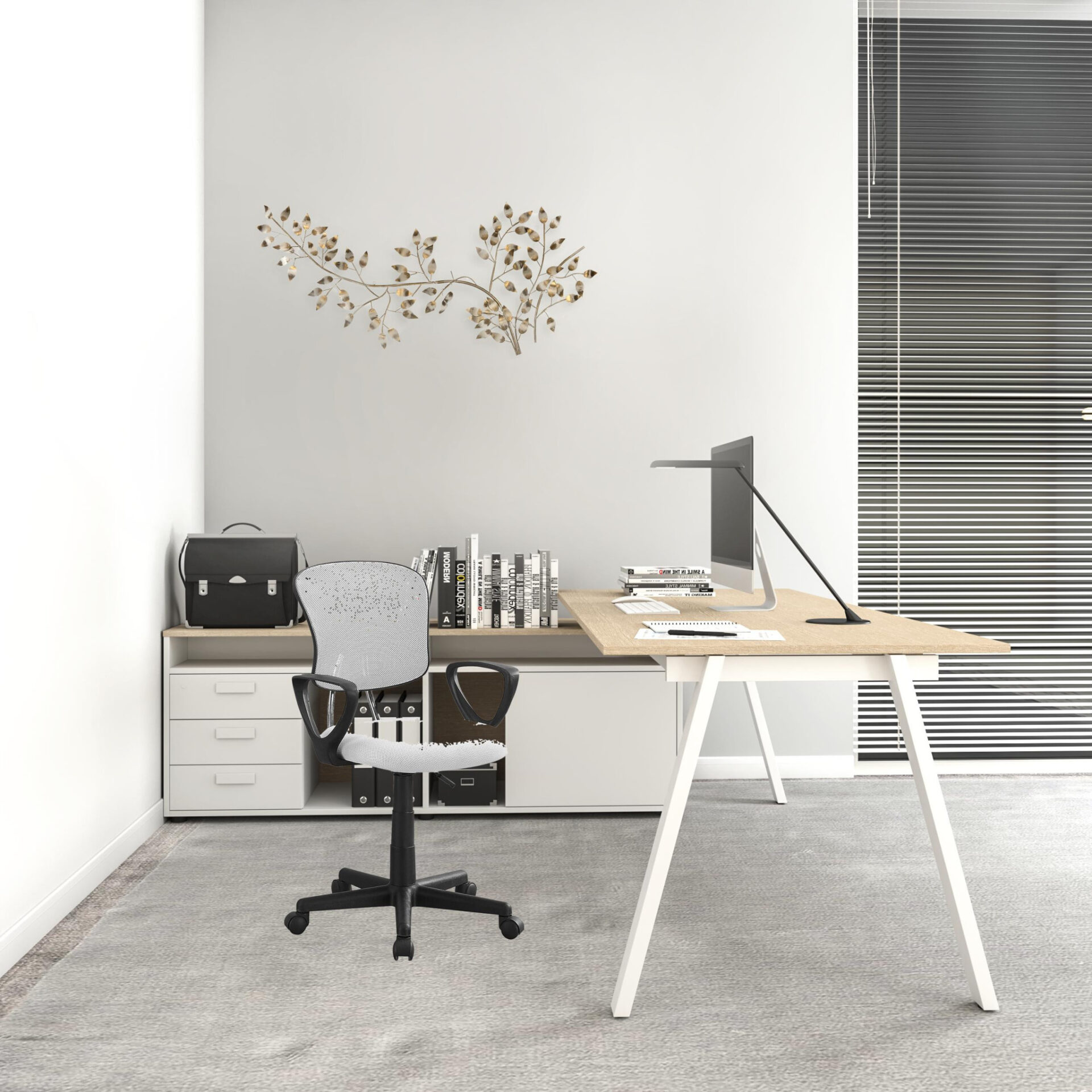 Swivel Adjustable Task Chair with Mesh Back and Plastic Frame 2 Swivel Adjustable Task Chair with Mesh Back and Plastic Frame - Image 2