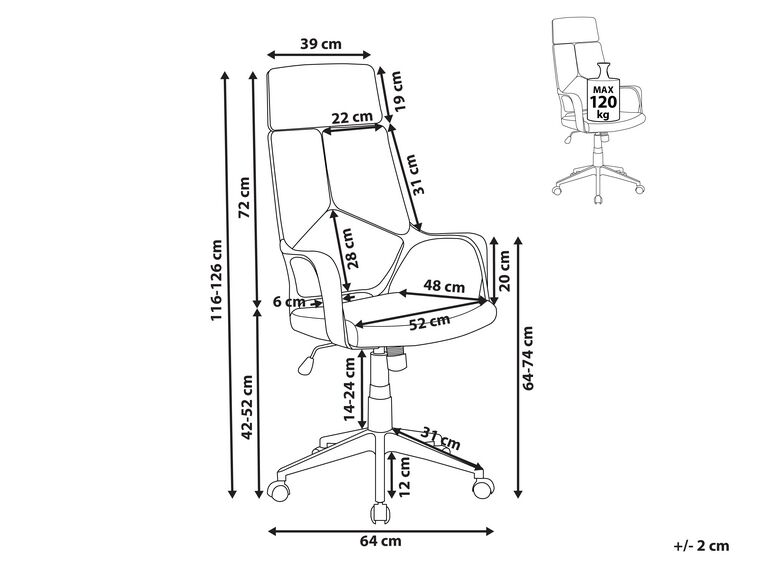 25 Inch Gray Tufted Adjustable Swivel Office Chair 4 25 Inch Gray Tufted Adjustable Swivel Office Chair - Image 4
