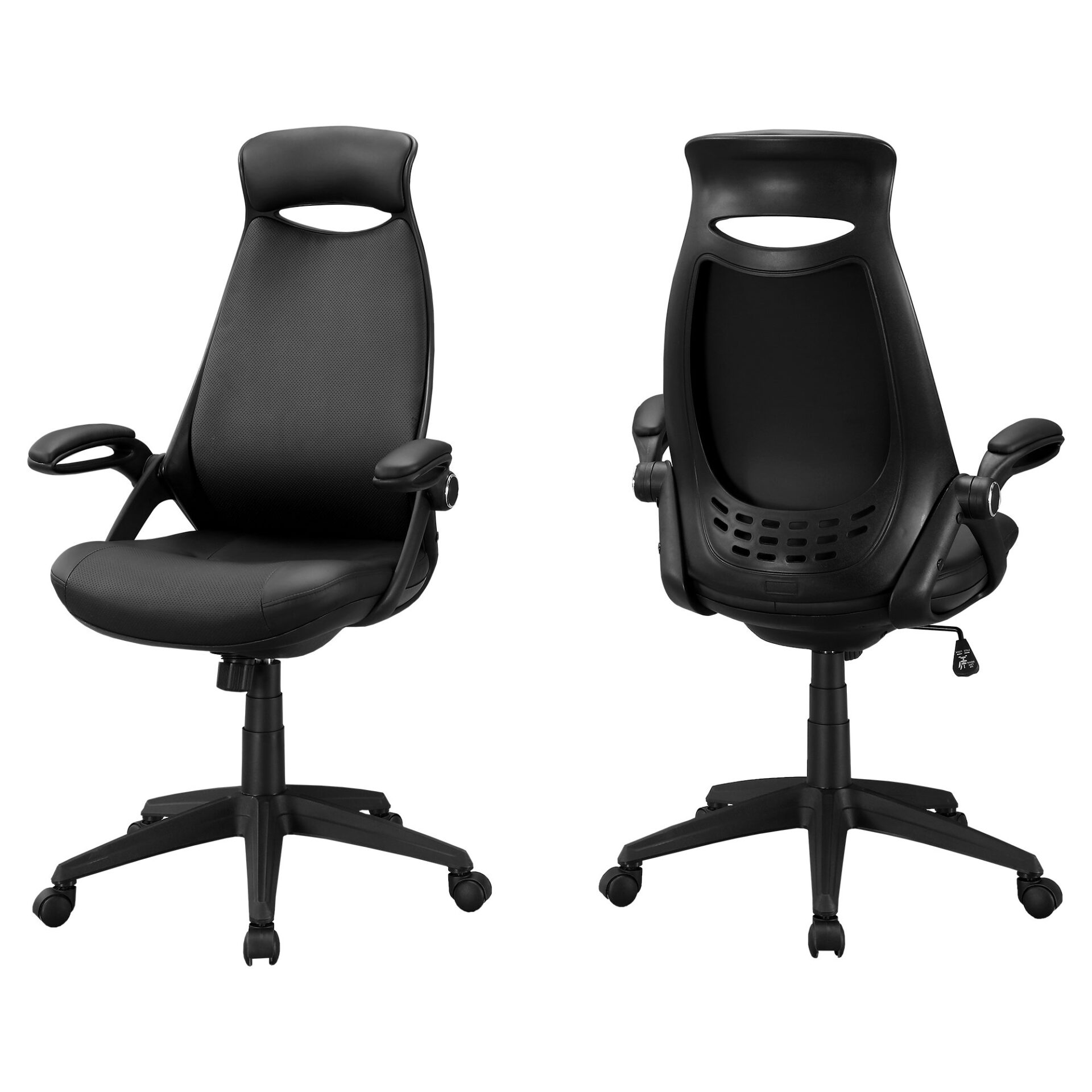 28 Inch Black Adjustable Swivel Rolling Fabric Office Chair 3 28 Inch Black Adjustable Swivel Rolling Fabric Office Chair - Image 3