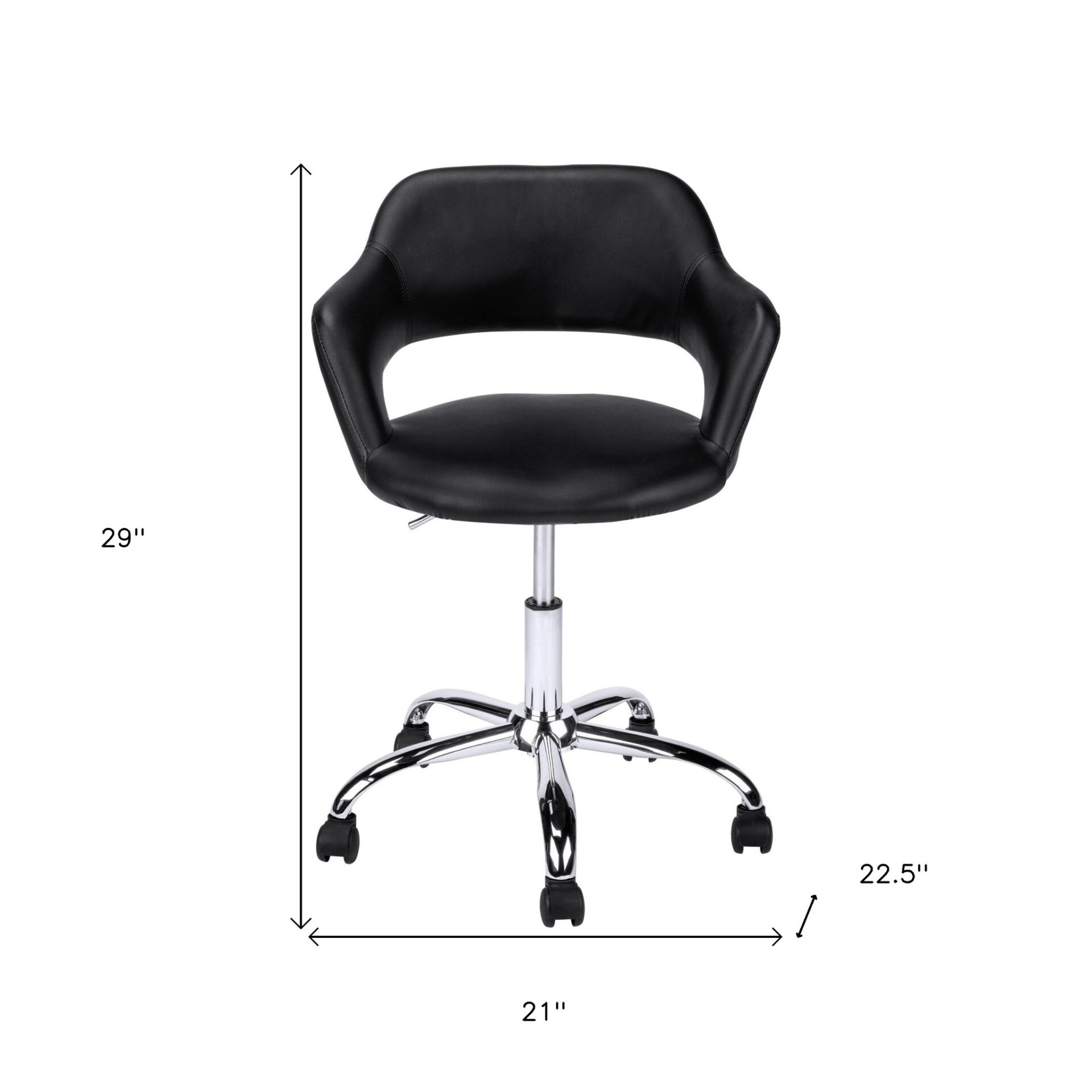 29-Inch Black Faux Leather Swivel Adjustable Task Chair 5 29-Inch Black Faux Leather Swivel Adjustable Task Chair - Image 5