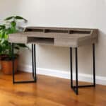 Taupe and Black 22-Inch Writing Desk With Two Drawers 8 Taupe and Black 22-Inch Writing Desk With Two Drawers