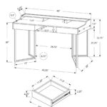 White and Silver Writing Desk With Two Drawers 22-Inch
