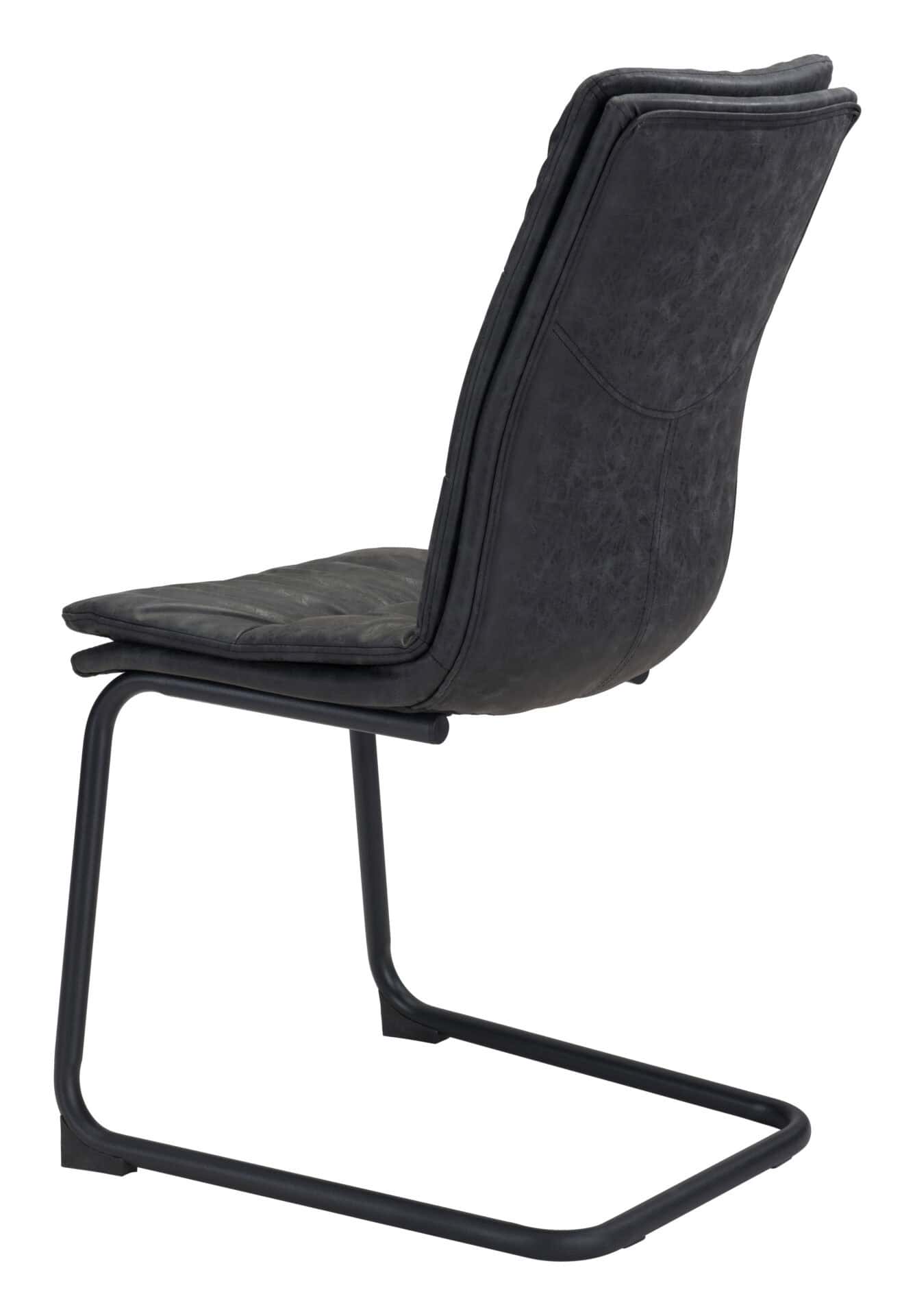 Vintage Black Faux Leather Dining Chair with Steel Legs (Set of 2) 7 Vintage Black Faux Leather Dining Chair with Steel Legs (Set of 2) - Image 7