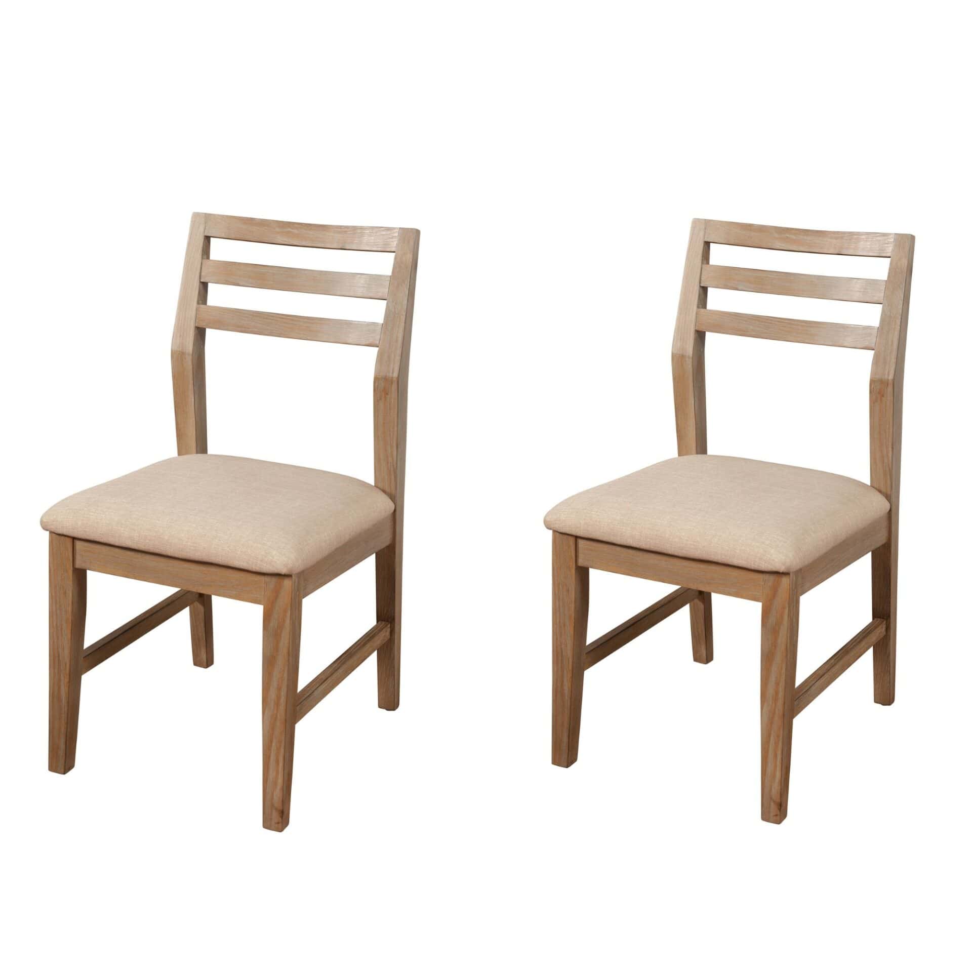 Weathered Natural Solid Pine Transitional Side Chairs Cream Seat (Set of 2) 7 Weathered Natural Solid Pine Transitional Side Chairs Cream Seat (Set of 2) - Image 7