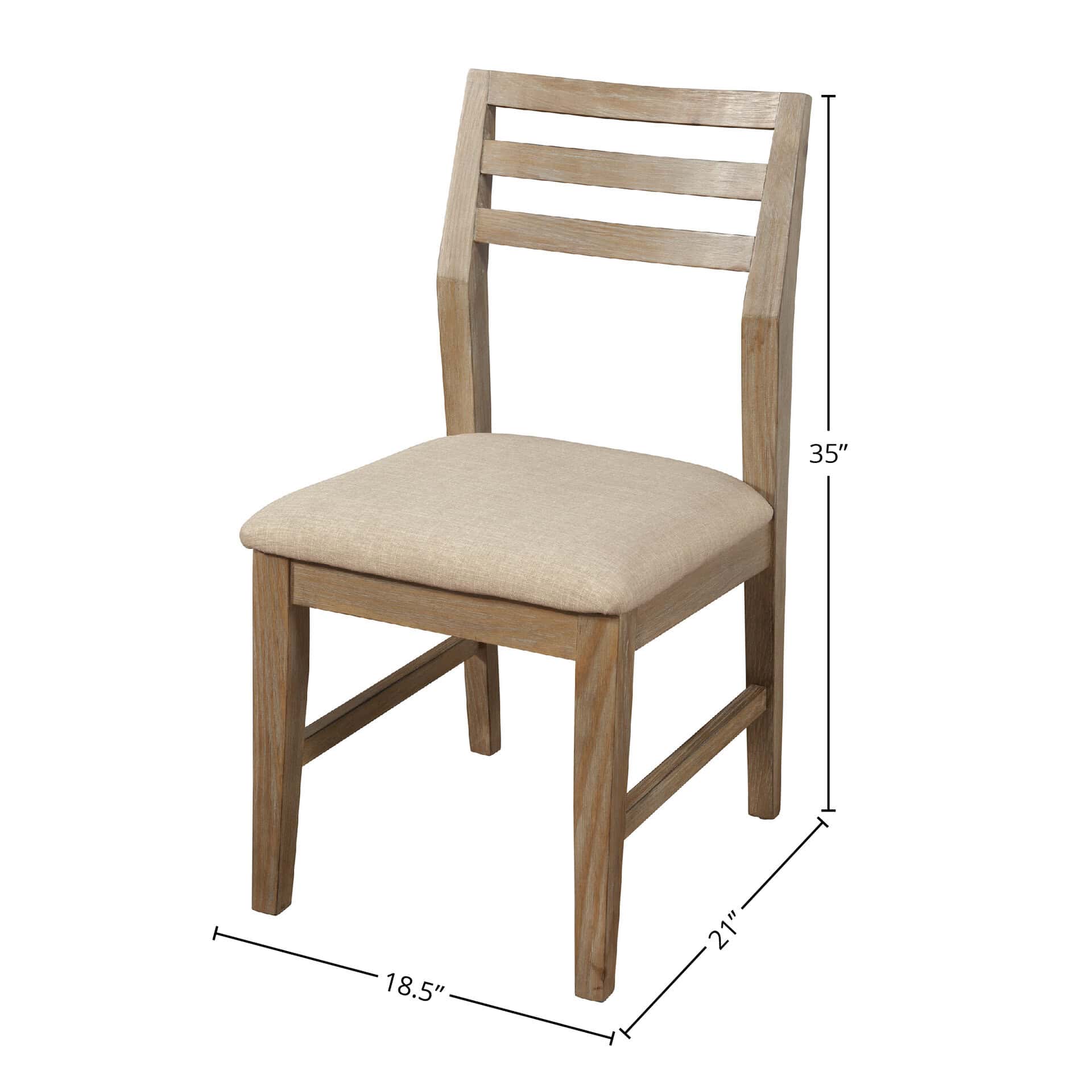 Weathered Natural Solid Pine Transitional Side Chairs Cream Seat (Set of 2) 19 Weathered Natural Solid Pine Transitional Side Chairs Cream Seat (Set of 2)