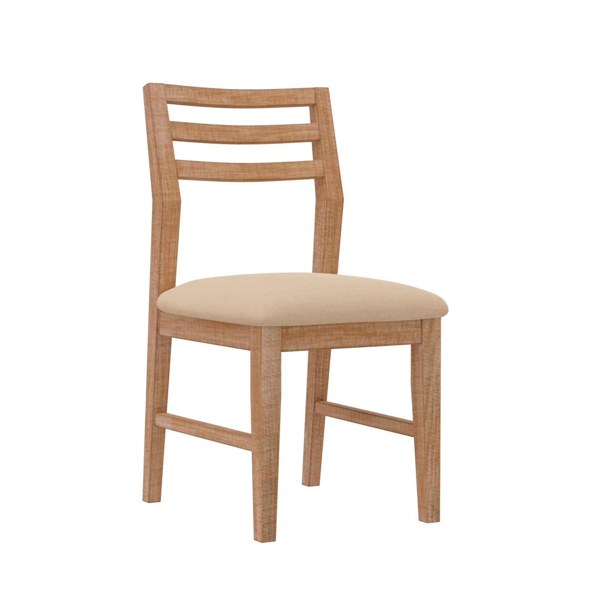 Weathered Natural Solid Pine Transitional Side Chairs Cream Seat (Set of 2) 2 Weathered Natural Solid Pine Transitional Side Chairs Cream Seat (Set of 2) - Image 2