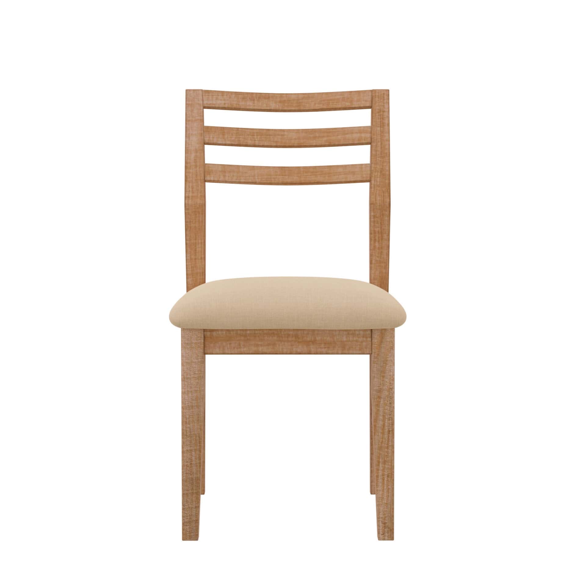 Weathered Natural Solid Pine Transitional Side Chairs Cream Seat (Set of 2) 3 Weathered Natural Solid Pine Transitional Side Chairs Cream Seat (Set of 2) - Image 3