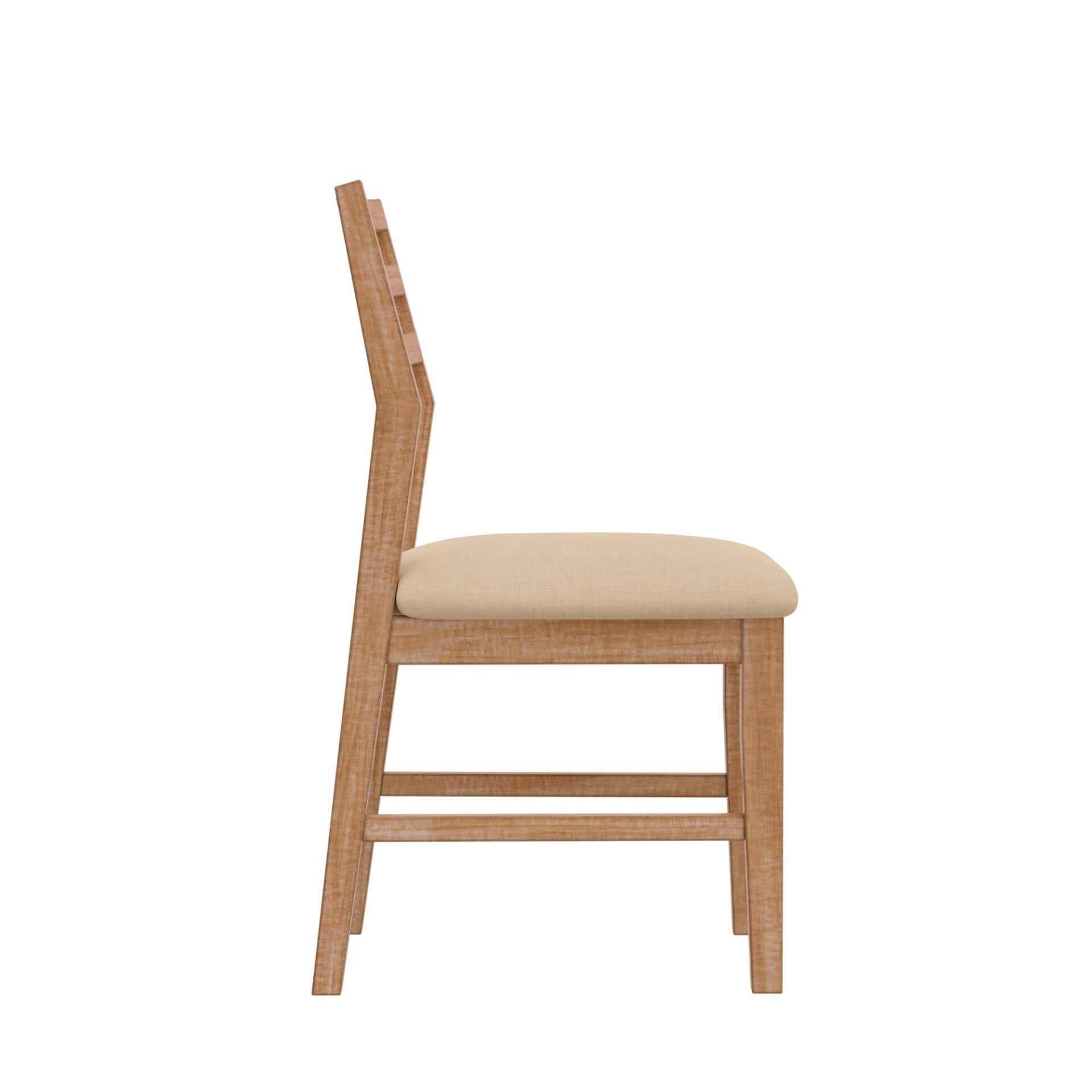 Weathered Natural Solid Pine Transitional Side Chairs Cream Seat (Set of 2) 4 Weathered Natural Solid Pine Transitional Side Chairs Cream Seat (Set of 2) - Image 4