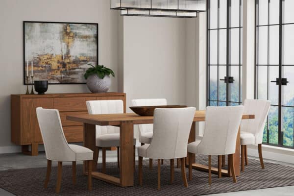 Antique Cappuccino Pine Dining Table with Transitional Design