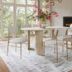 Cream and Gold Dining Chair with Steel Frame and Performance Fabric 10 Cream and Gold Dining Chair with Steel Frame and Performance Fabric