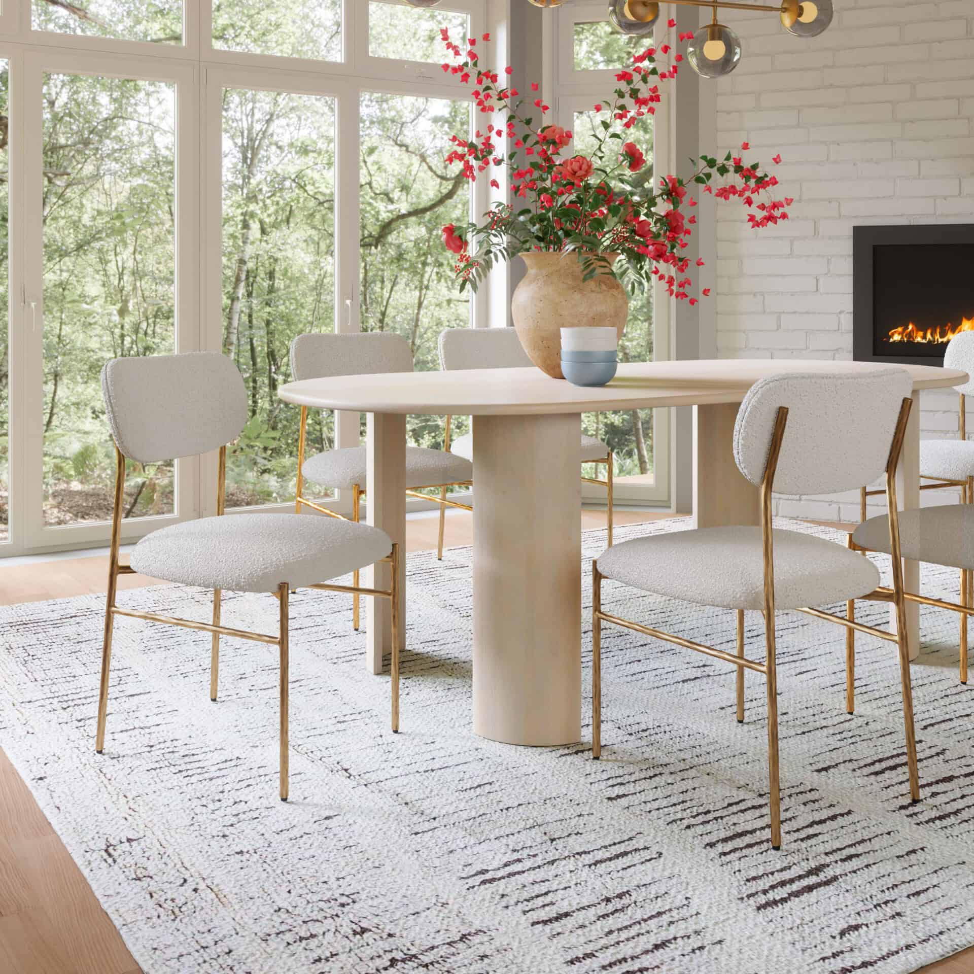 Cream and Gold Dining Chair with Steel Frame and Performance Fabric 1 Cream and Gold Dining Chair with Steel Frame and Performance Fabric