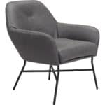 Modern Gray Vinyl Accent Chair with Steel Frame and Armrest Support