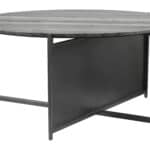 Modern Marble Top Coffee Table with Steel Base, Gray & Black