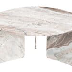 Round Coffee Table with Travertine-Style Marble Top and Steel Frame 11 Round Coffee Table with Travertine-Style Marble Top and Steel Frame