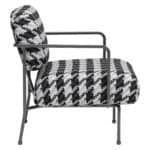 Modern Houndstooth Accent Chair with Steel Frame and Armrests