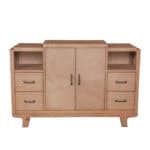 Natural Solid Pine Contemporary Sideboard with Drawers and Cabinets
