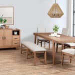 Contemporary Natural Dining Bench Solid Pine and Veneer