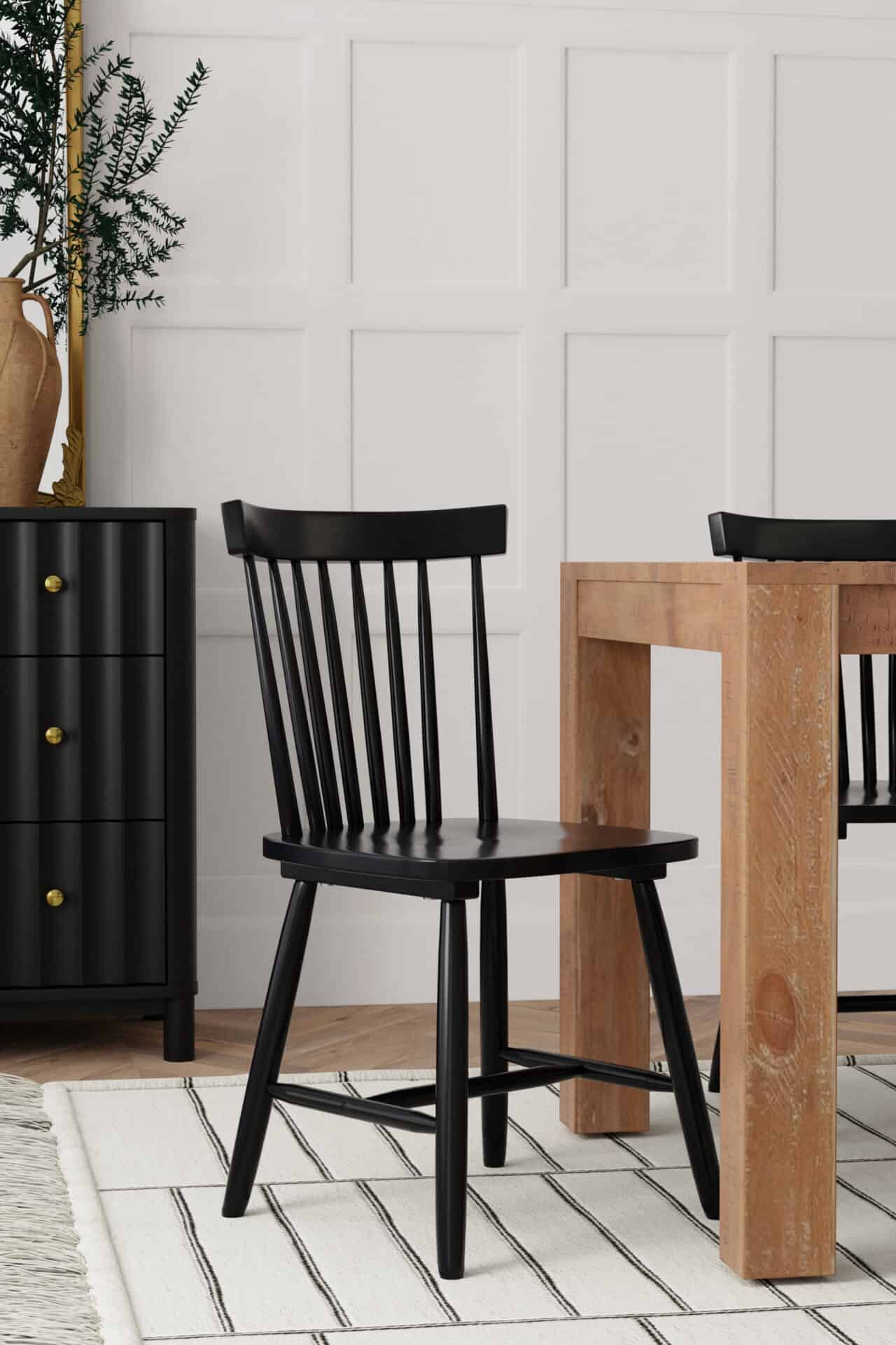 Black Solid Rubberwood Modern Farmhouse Side Chairs (Set of 2) 1 Black Solid Rubberwood Modern Farmhouse Side Chairs (Set of 2)