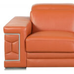 Two Piece Camel Italian Leather Five Person Seating Set