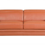 Two Piece Camel Italian Leather Five Person Seating Set