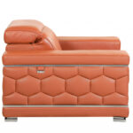 Two Piece Camel Italian Leather Five Person Seating Set
