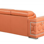Two Piece Camel Italian Leather Five Person Seating Set