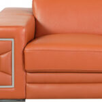 Two Piece Camel Italian Leather Five Person Seating Set