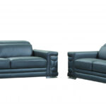 Two Piece Dark Gray Italian Leather Five Person Seating Set