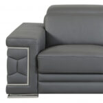 Two Piece Dark Gray Italian Leather Five Person Seating Set