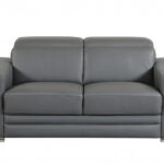 Two Piece Dark Gray Italian Leather Five Person Seating Set