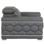 Two Piece Dark Gray Italian Leather Five Person Seating Set