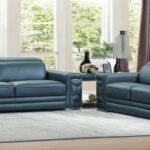 Two Piece Dark Gray Italian Leather Five Person Seating Set
