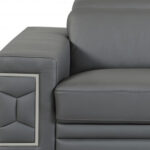 Two Piece Dark Gray Italian Leather Five Person Seating Set