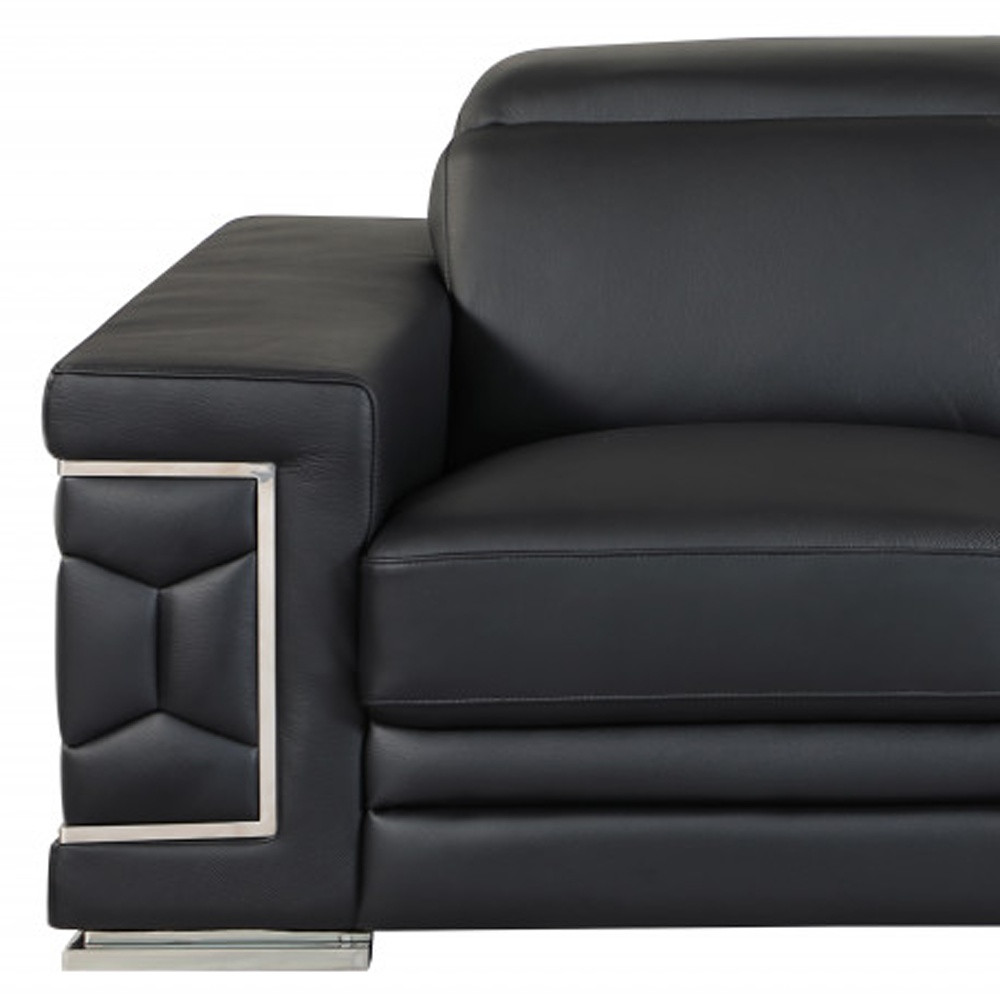 Black Italian Leather Sofa and Loveseat Set, Seats 5 8 Black Italian Leather Sofa and Loveseat Set, Seats 5 - Image 8