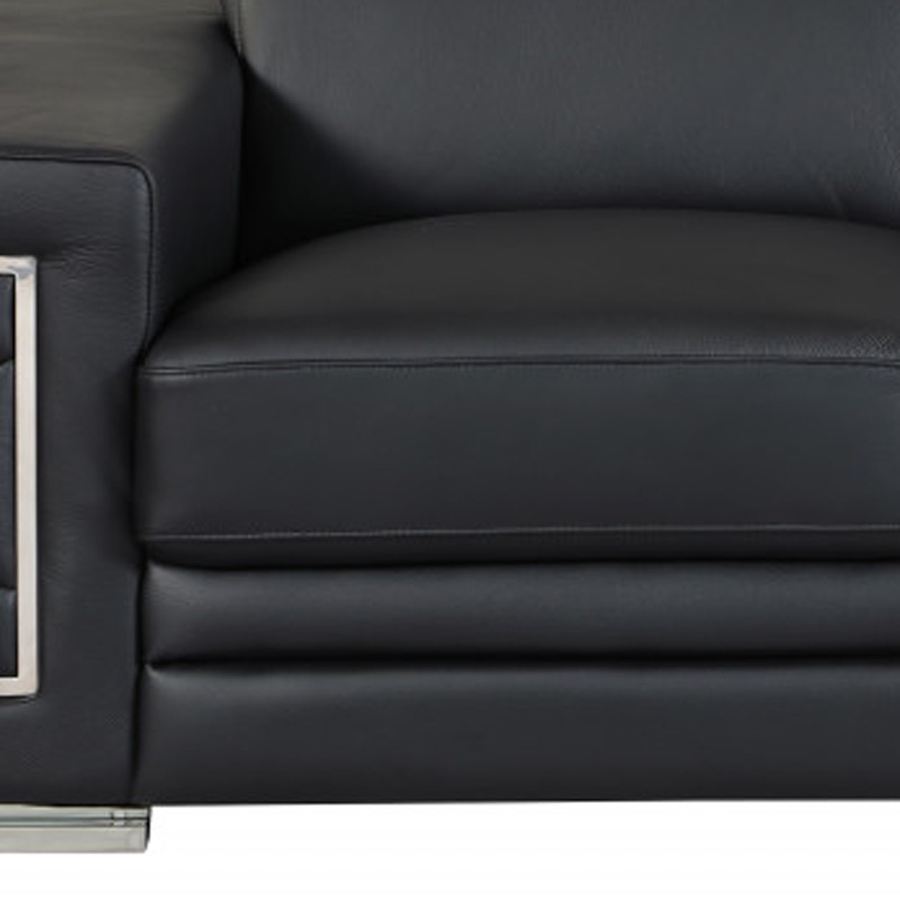 Black Italian Leather Sofa and Loveseat Set, Seats 5 7 Black Italian Leather Sofa and Loveseat Set, Seats 5 - Image 7