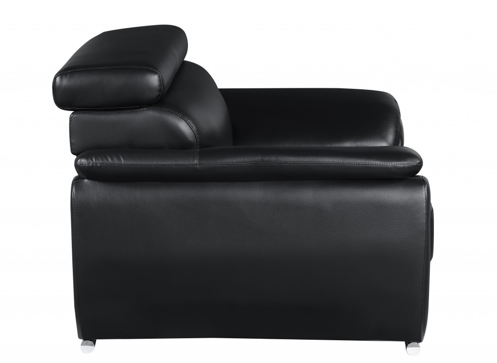 Black Genuine Leather 5-Person Seating Set with Loveseat, 2-Piece 4 Black Genuine Leather 5-Person Seating Set with Loveseat, 2-Piece - Image 4