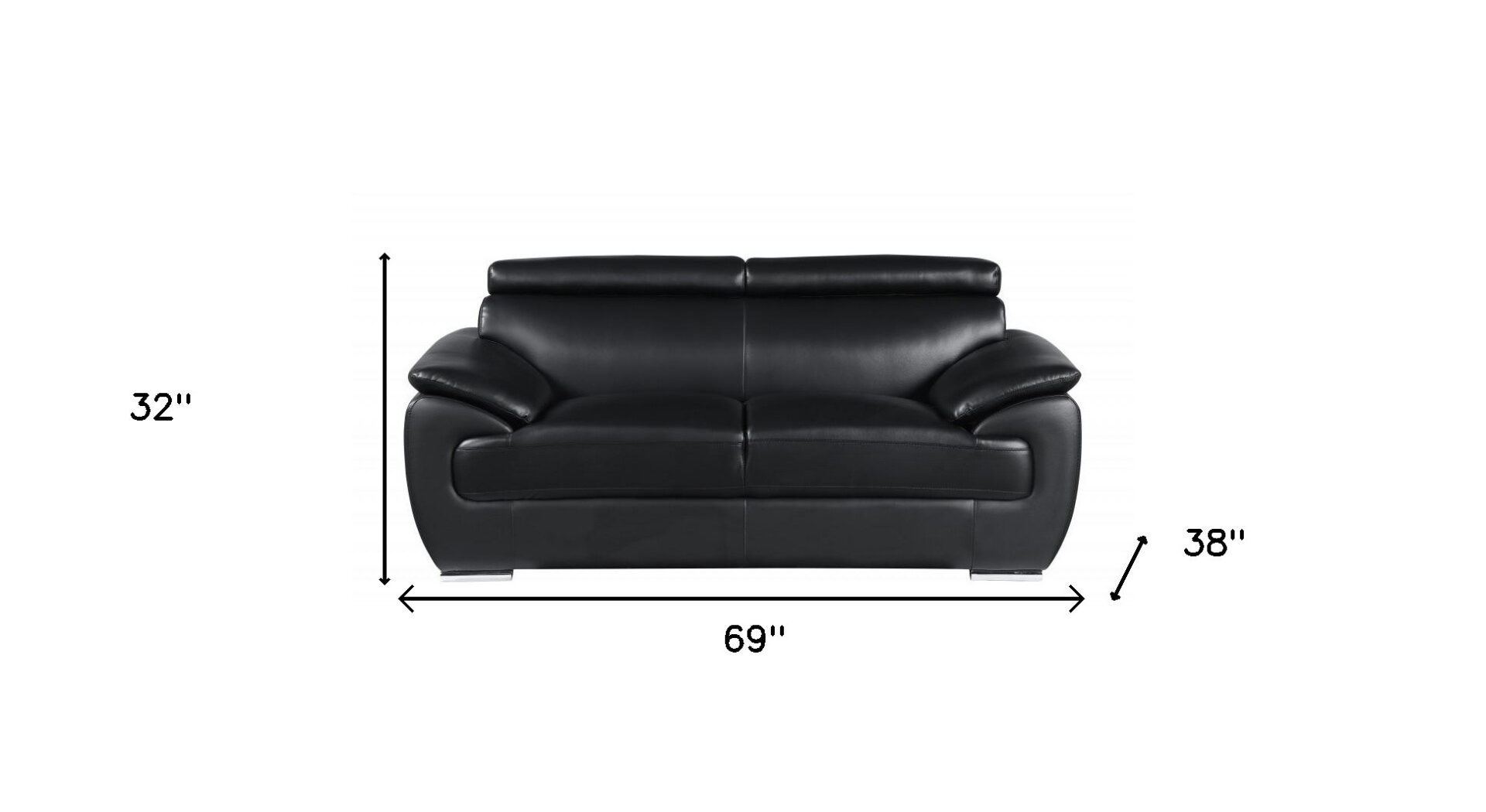 Black Genuine Leather 5-Person Seating Set with Loveseat, 2-Piece 9 Black Genuine Leather 5-Person Seating Set with Loveseat, 2-Piece - Image 9