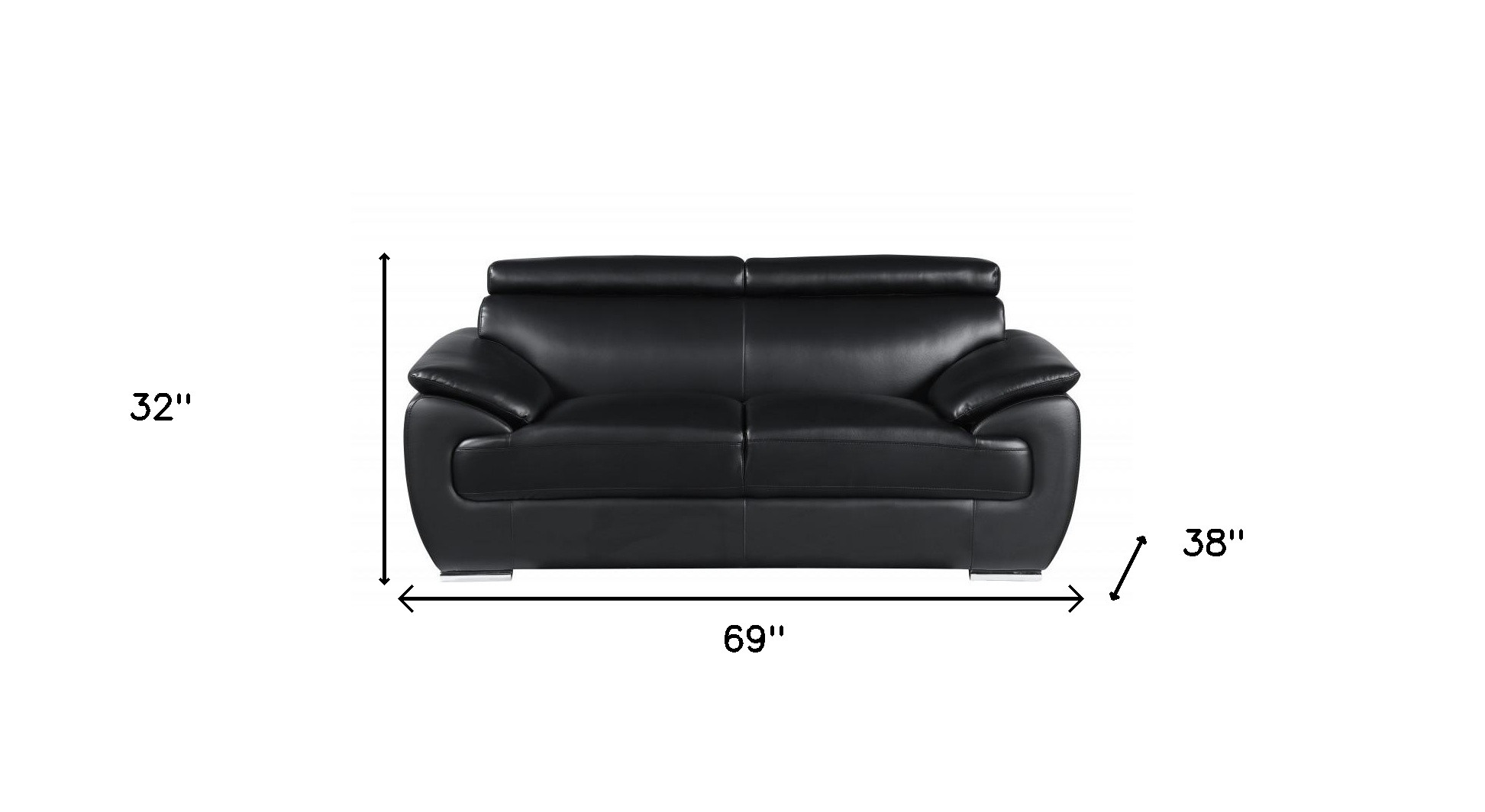 Black Genuine Leather 5-Person Seating Set with Loveseat, 2-Piece 18 Black Genuine Leather 5-Person Seating Set with Loveseat, 2-Piece