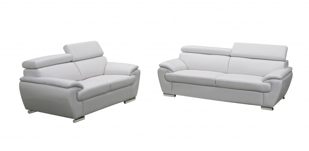 White Genuine Leather 5-Person Sofa and Loveseat Set 1 White Genuine Leather 5-Person Sofa and Loveseat Set