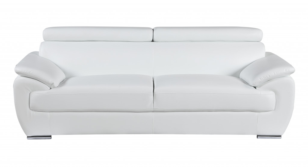 White Genuine Leather 5-Person Sofa and Loveseat Set 4 White Genuine Leather 5-Person Sofa and Loveseat Set - Image 4