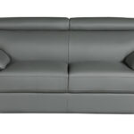 Gray Genuine Leather 5-Person Sofa and Loveseat Set, 2-Piece