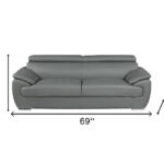Gray Genuine Leather 5-Person Sofa and Loveseat Set, 2-Piece